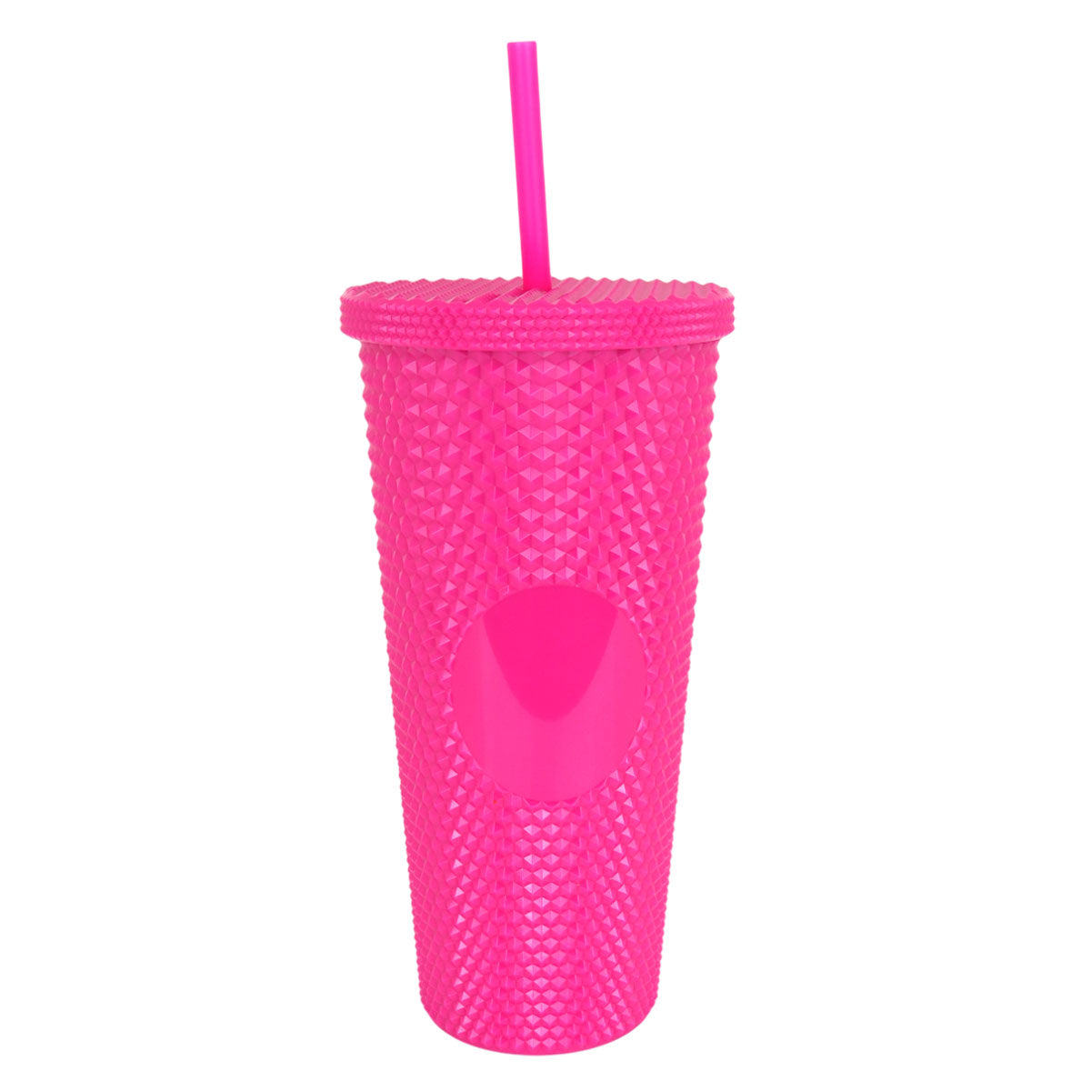 Vaso Texturizado color Fucsia con Popote 650ml