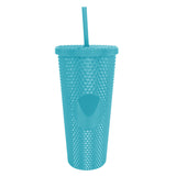 Vaso Texturizado color Turquesa con Popote 650ml