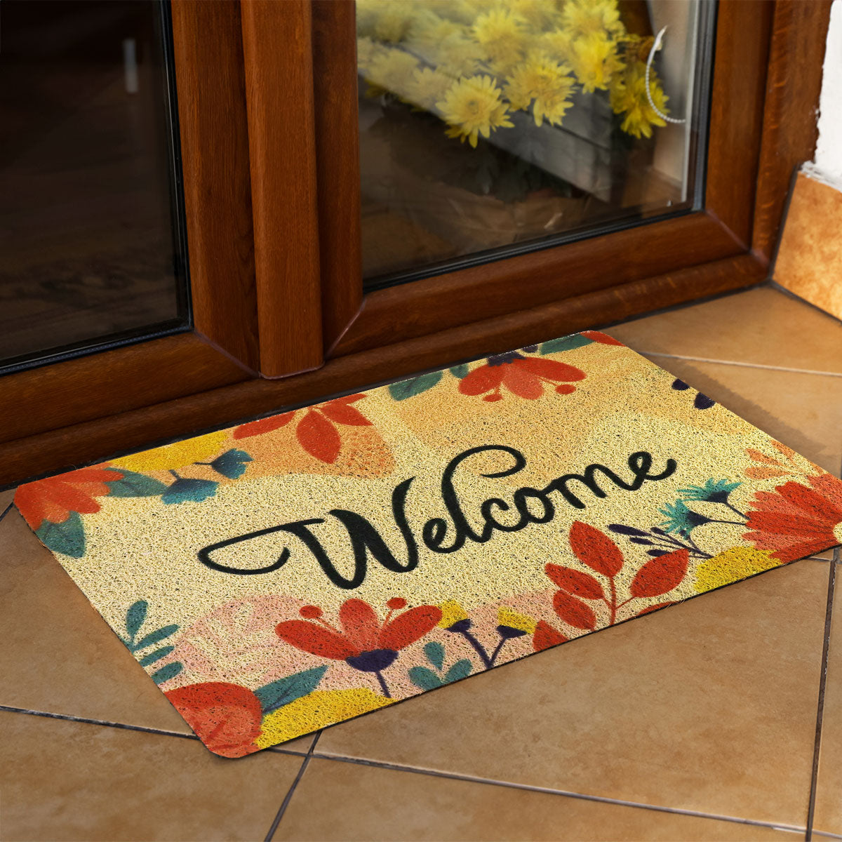 Tapete Decorativo con Diseño de Flores, Welcome, 38x58cm