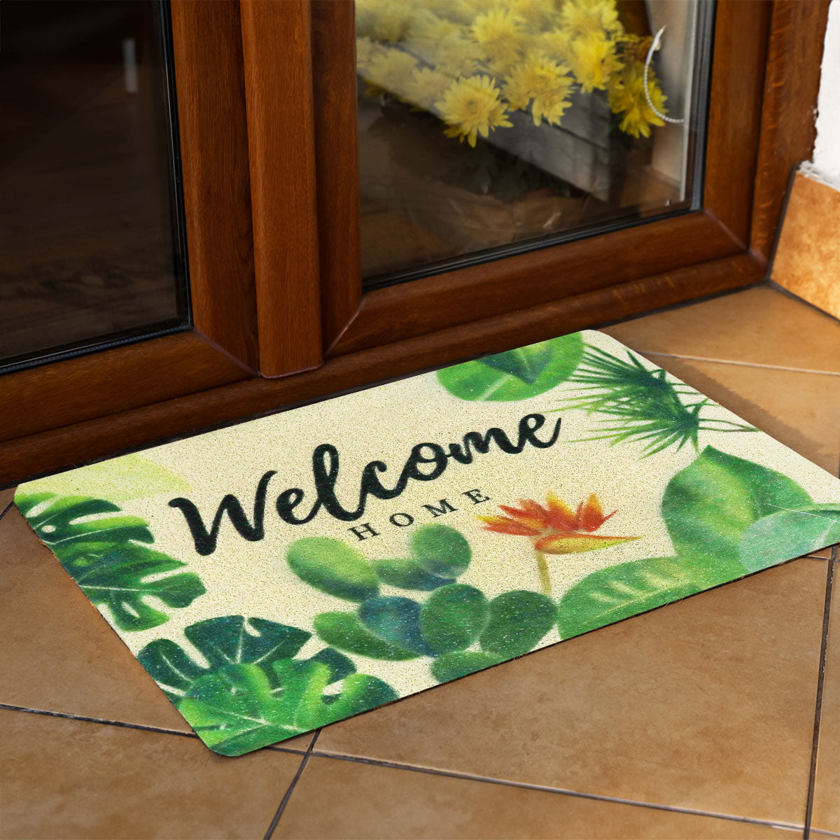 Tapete Decorativo con Diseño de Hojas, Welcome Home, 38x58cm