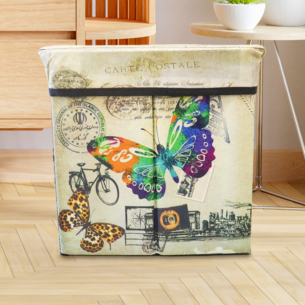 Caja Cuadrada para Almacenamiento, Diseño de Mariposa