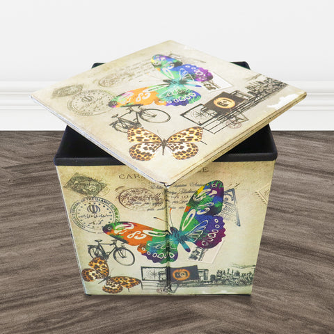 Caja Cuadrada para Almacenamiento, Diseño de Mariposa