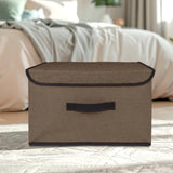 Caja Cuadrada con Tapa para Almacenamiento, Color Café