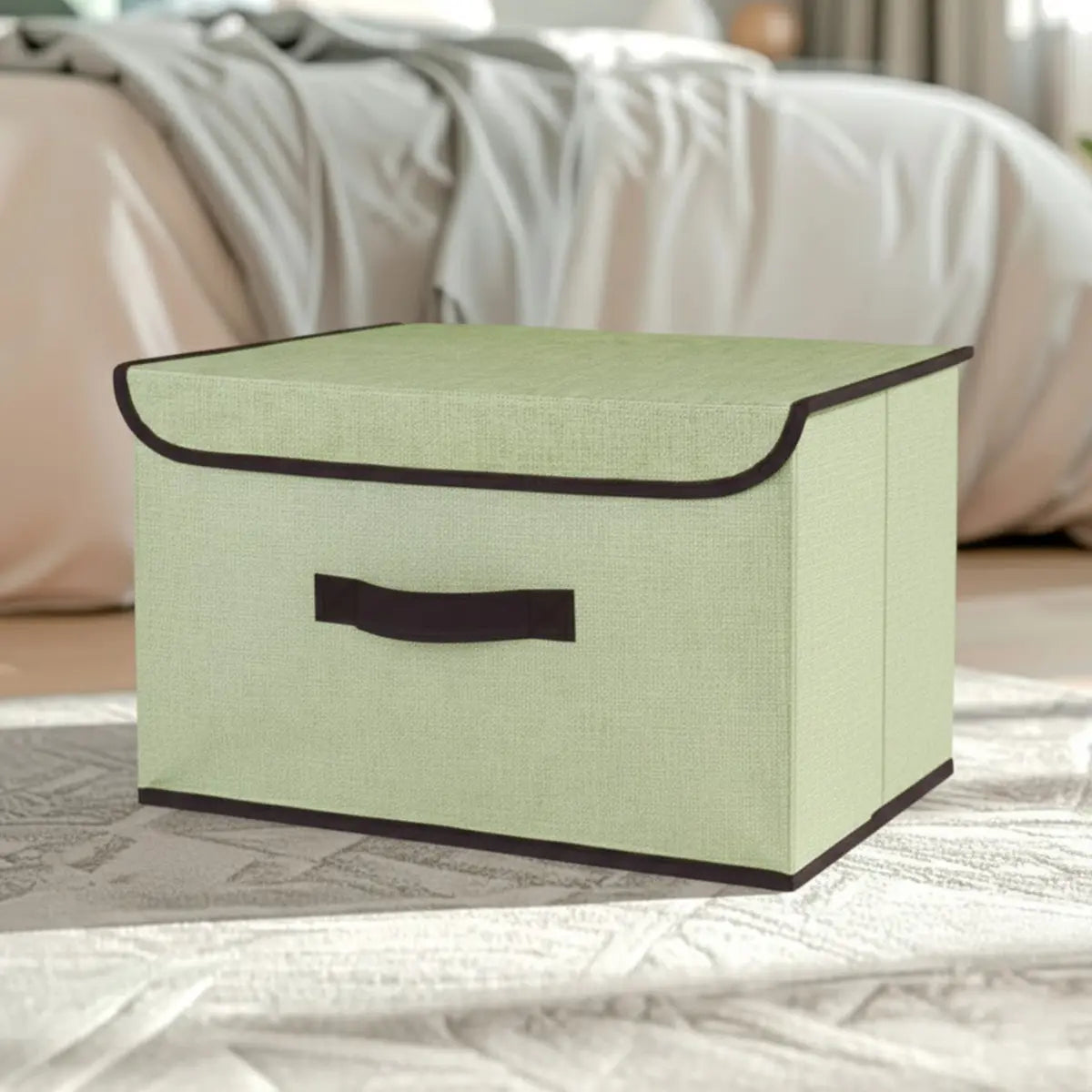 Caja Cuadrada con Tapa para Almacenamiento, Color Pistache