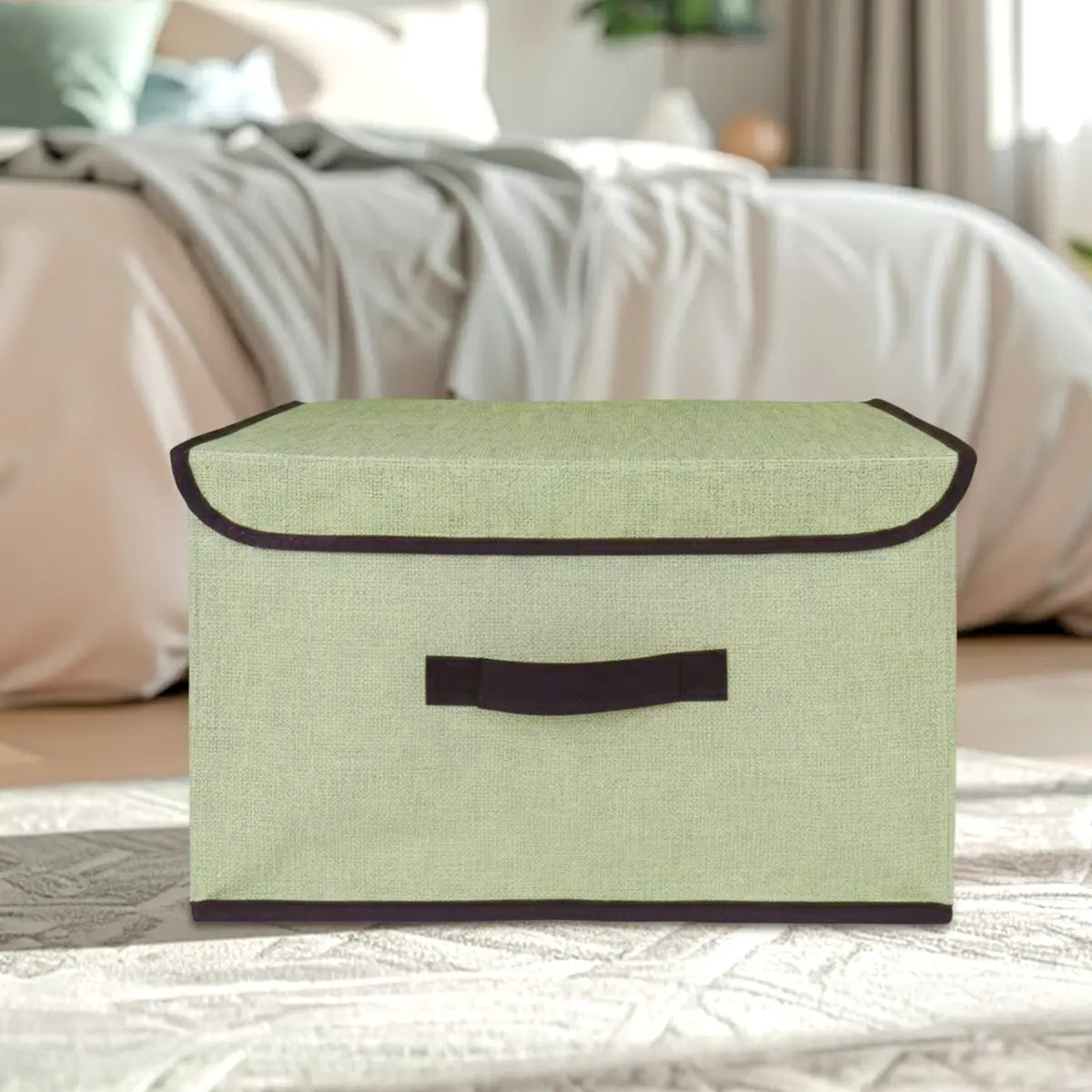 Caja Cuadrada con Tapa para Almacenamiento, Color Pistache