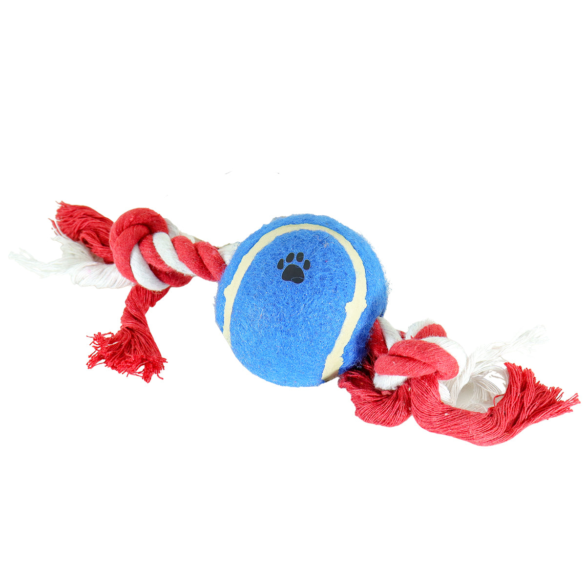 Juguete de Cuerda color Rojo para Mascota con Pelota de Tenis