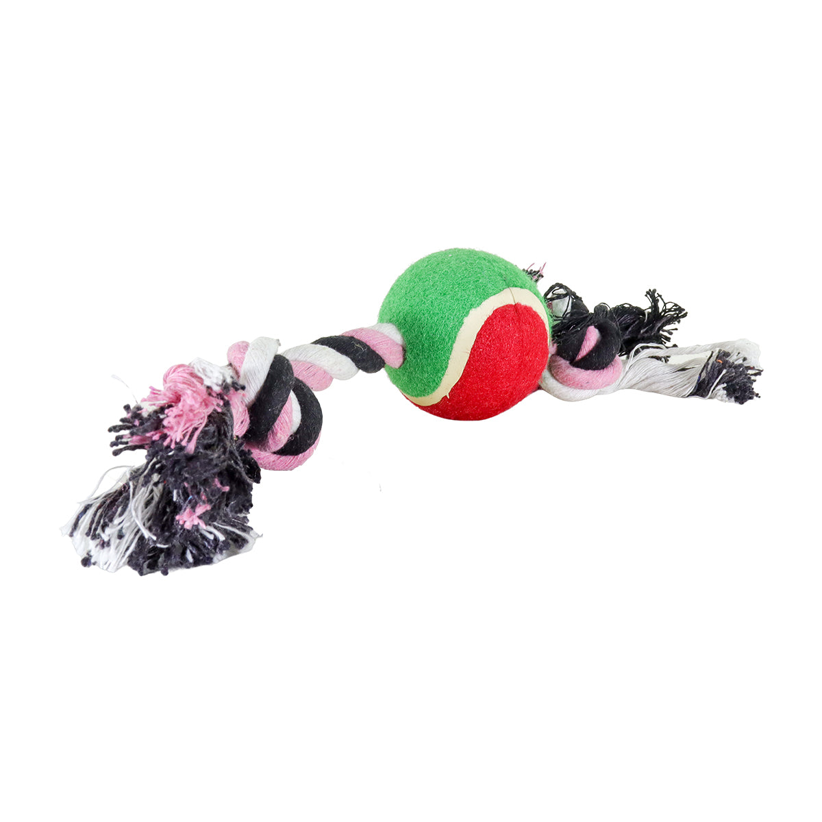 Juguete de Cuerda color Rosa con Negro para Mascota con Pelota de Tenis