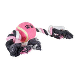 Juguete de Cuerda color Rosa con Negro para Mascota con Pelota de Tenis