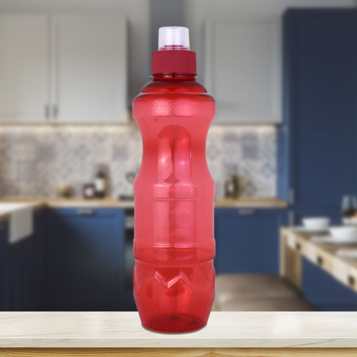 Botella de Plástico con Tapa, color Rojo, 750ml