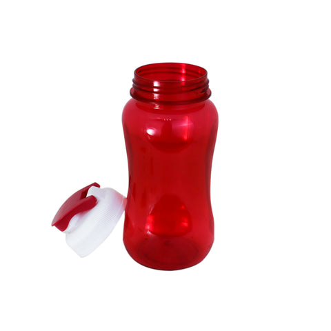 Botella de Plástico con Tapa, color Rojo, 500ml