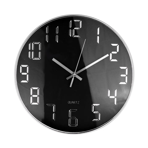 Reloj de Pared Moderno, color Plata con Negro
