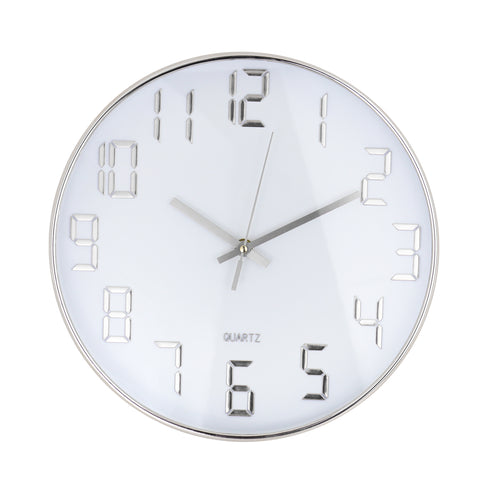 Reloj de Pared Moderno, color Plata con Blanco
