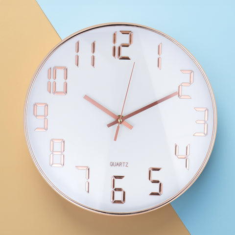 Reloj de Pared Moderno, color Rosa con Blanco
