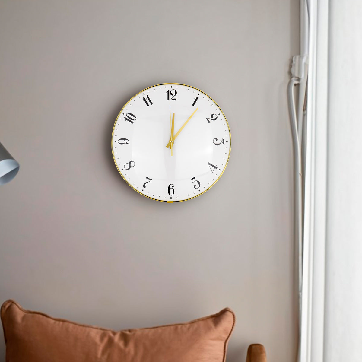 Reloj Circular de Pared, color Blanco con Dorado