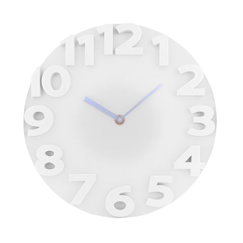 Reloj Moderno con Relieve para Pared, color Blanco