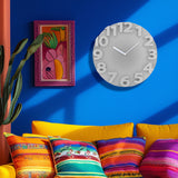 Reloj Moderno con Relieve para Pared, color Gris