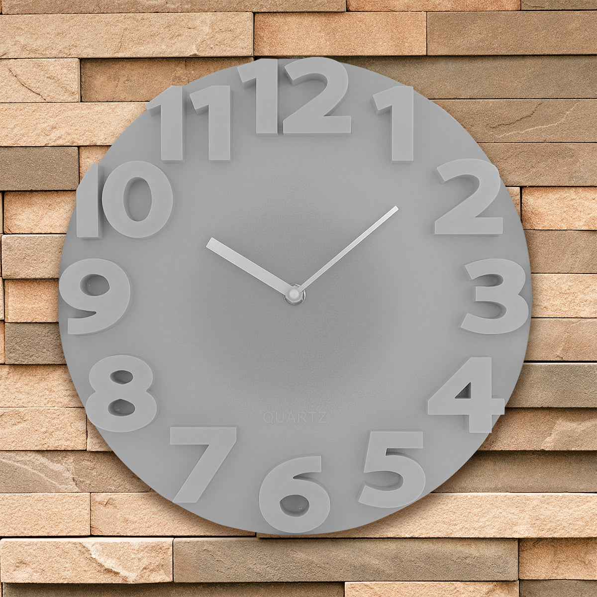 Reloj Moderno con Relieve para Pared, color Gris