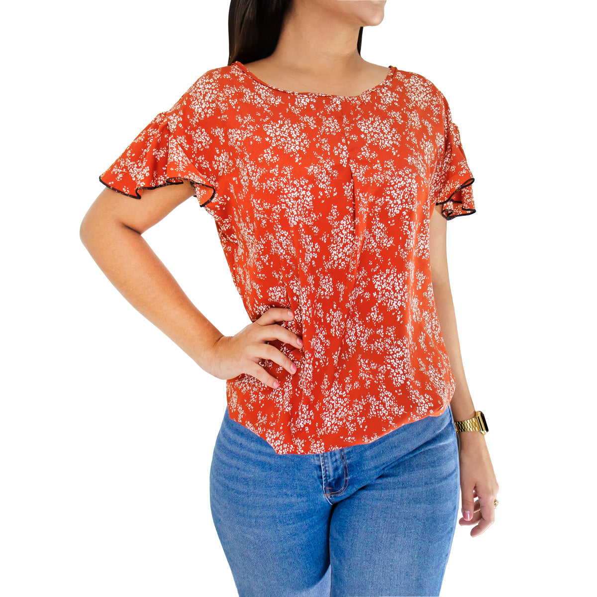 Blusa Casual color Rojo Ladrillo para Dama