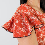 Blusa Casual color Rojo Ladrillo para Dama