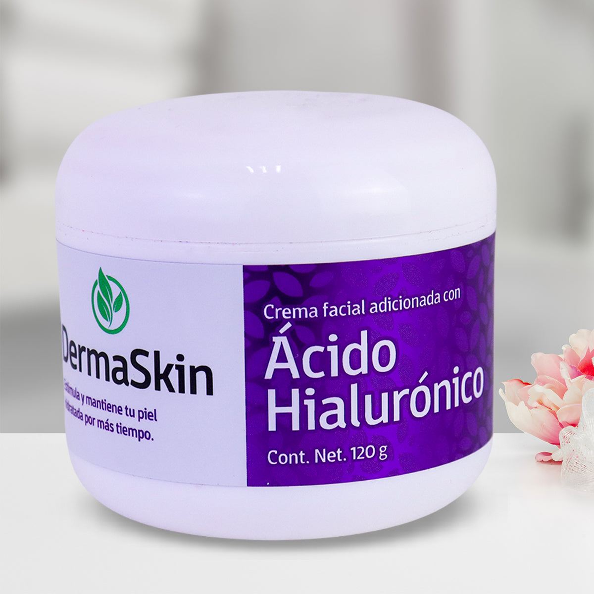 DermaSkin, Crema Facial Adicionada con Ácido Hialurónico, 120 gr