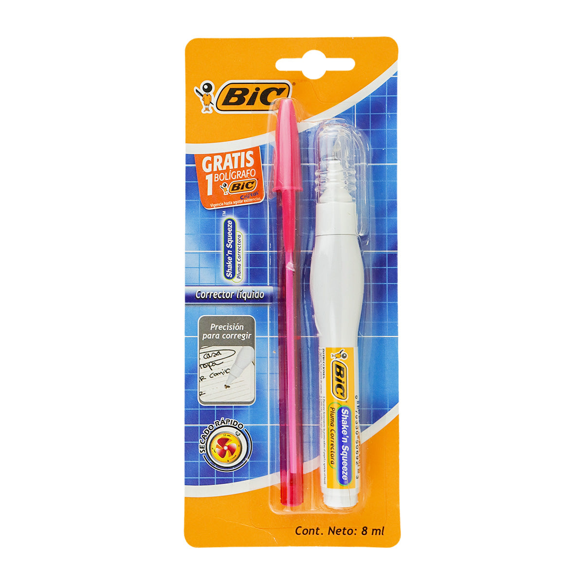 Corrector Líquido Bic Shake n' Squeeze + Bolígrafo, 2pzas