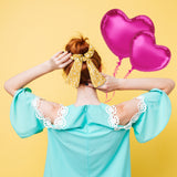 Scrunchie de Corazones, Color Mostaza con Blanco