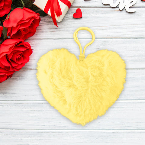 Llavero en Forma de Corazón de Peluche, color Amarillo