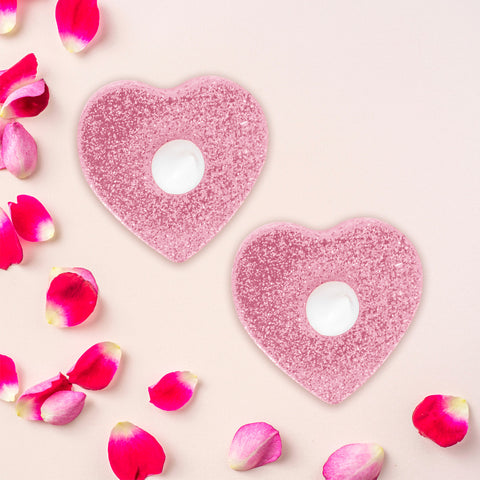 Set de Velas Led en Forma de Corazón, color Rosa, 2 piezas