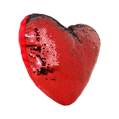 Almohada en Forma de Corazón color Rojo con Lentejuelas