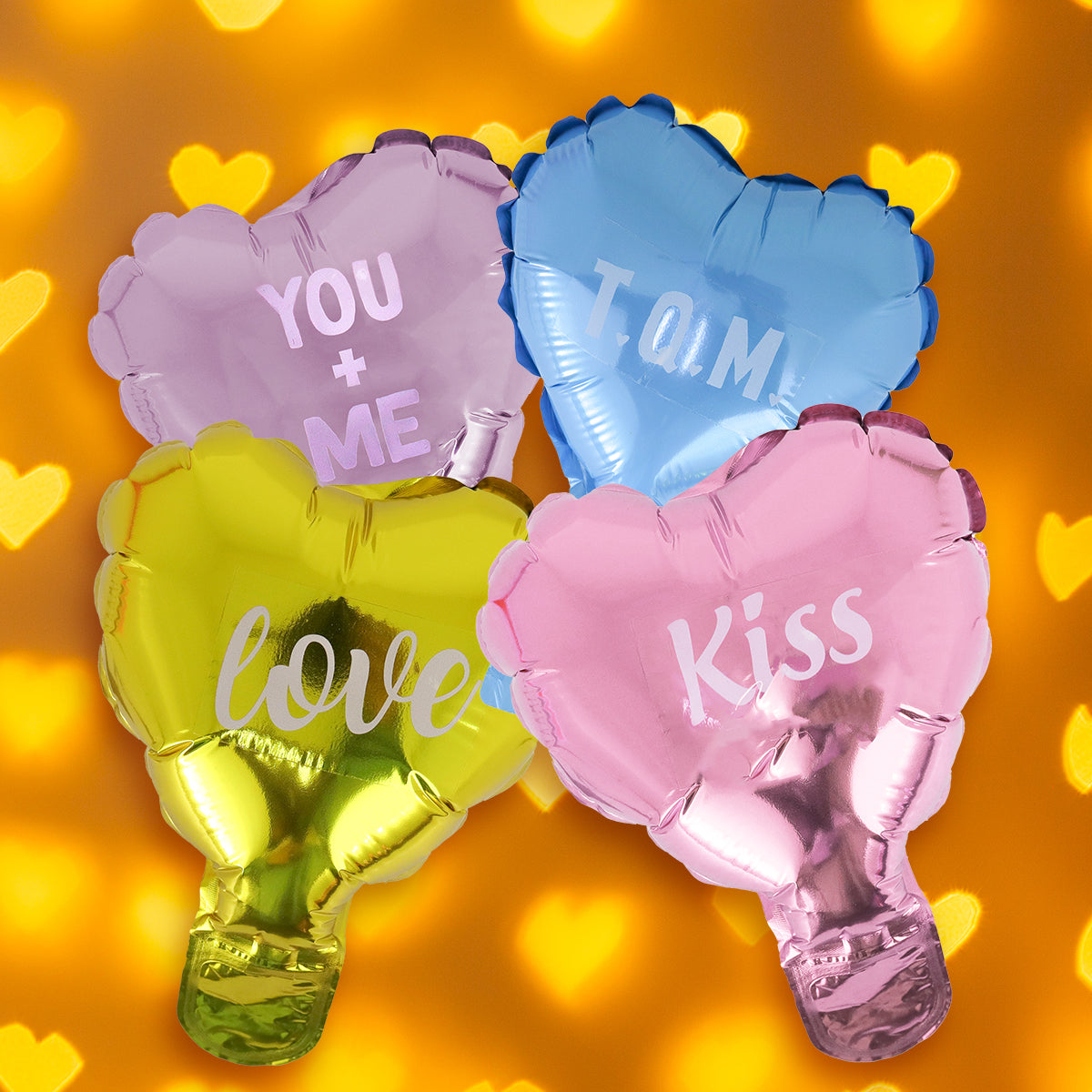 Set de 4 Mini Globos Metálicos con Frases