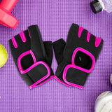 Guantes para Gym, color Negro con Fucsia