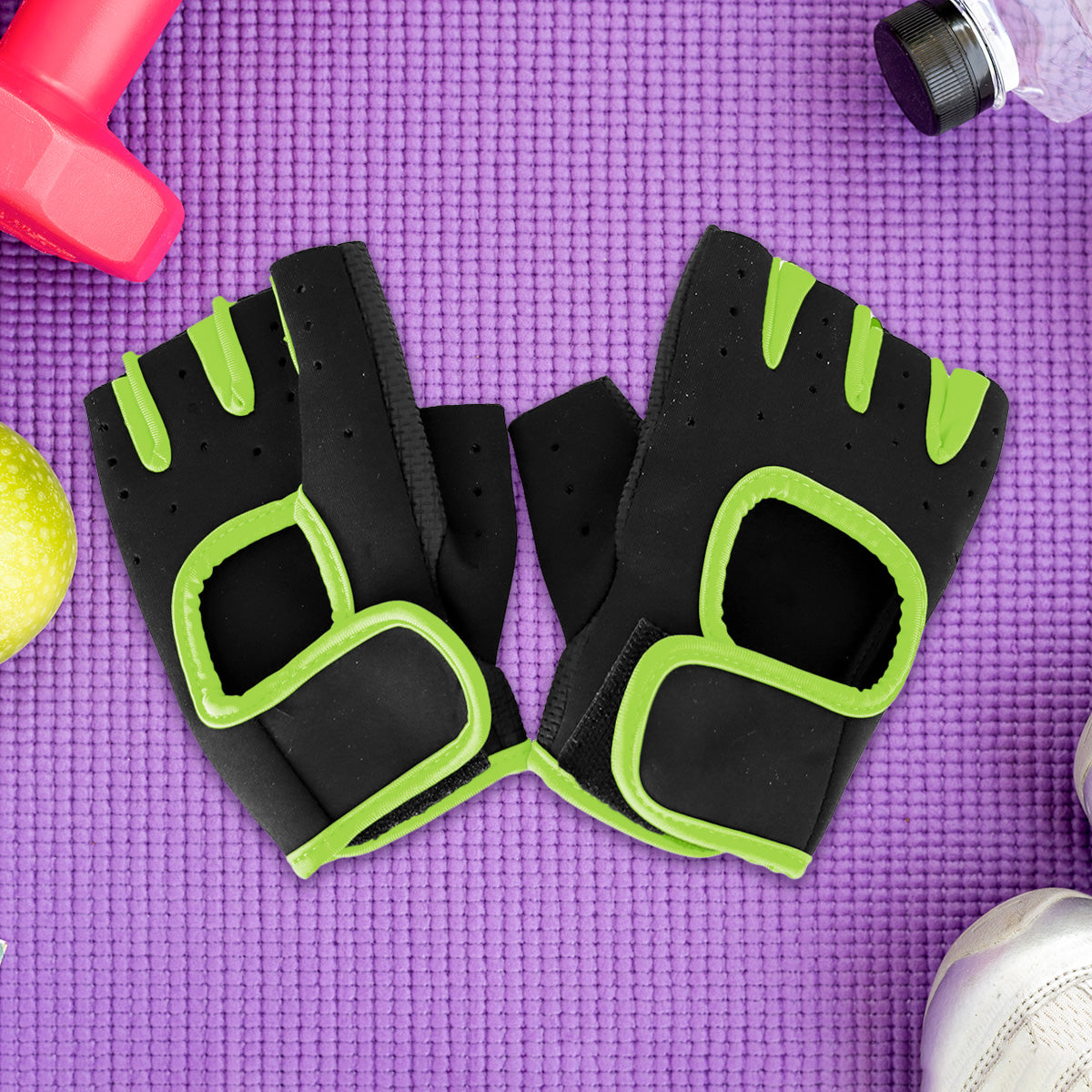 Guantes para Gym, color Negro con Verde