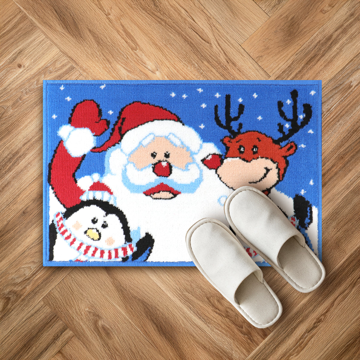 Tapete Navideño, Color Azul, 40x60 cm