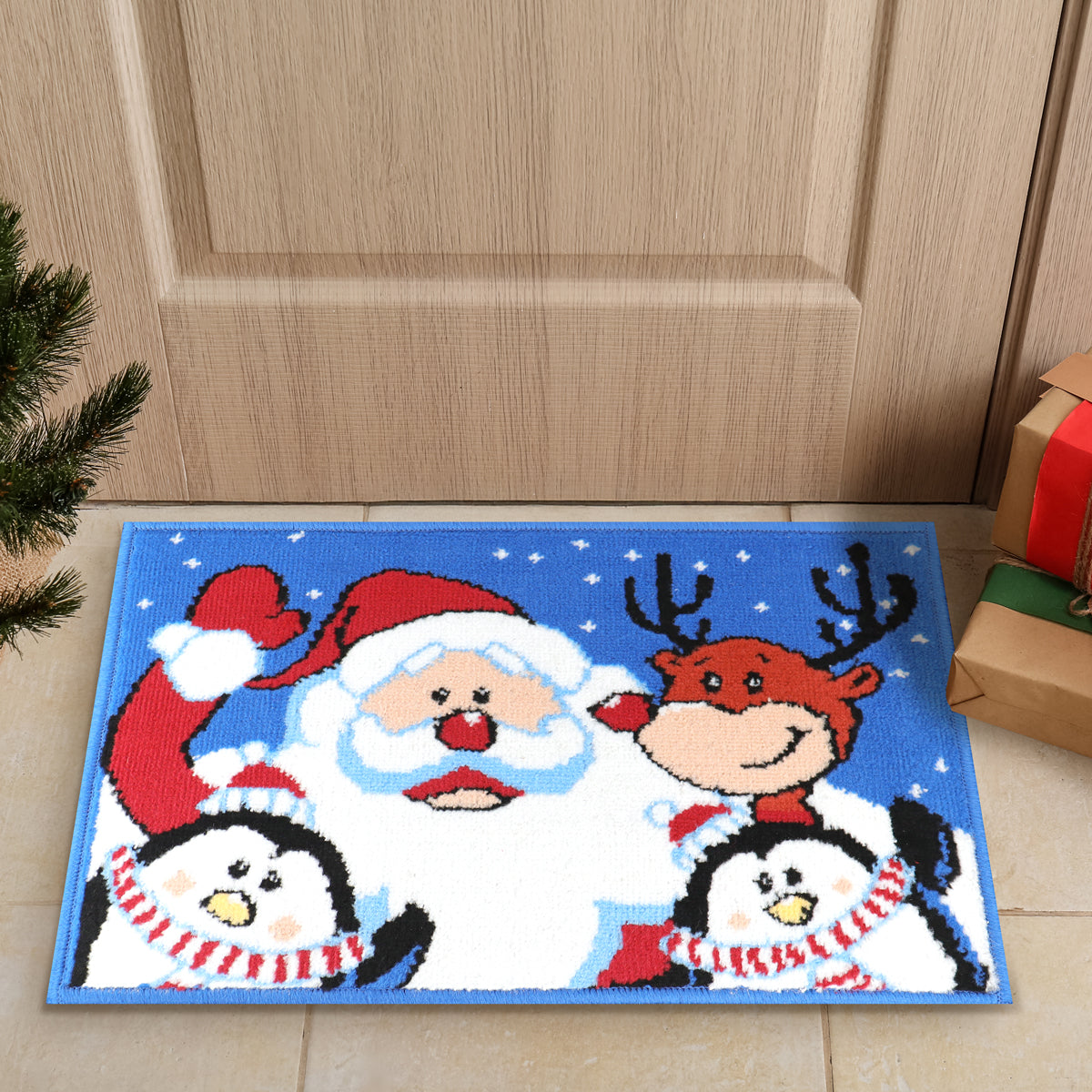 Tapete Navideño, Color Azul, 40x60 cm