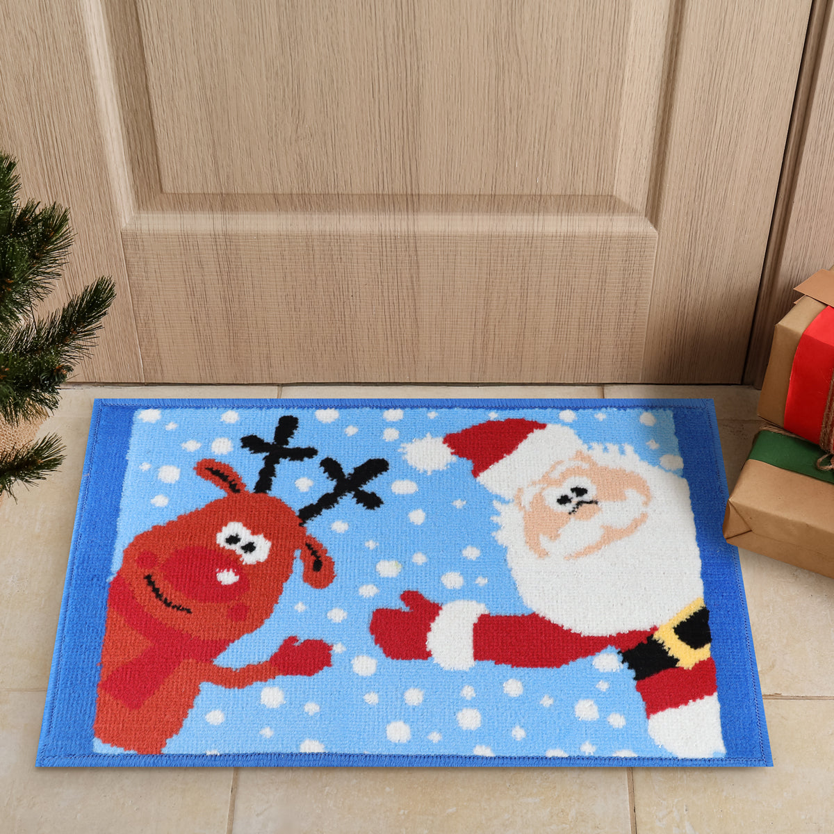 Tapete Navideño, Santa y Reno, 40x60 cm