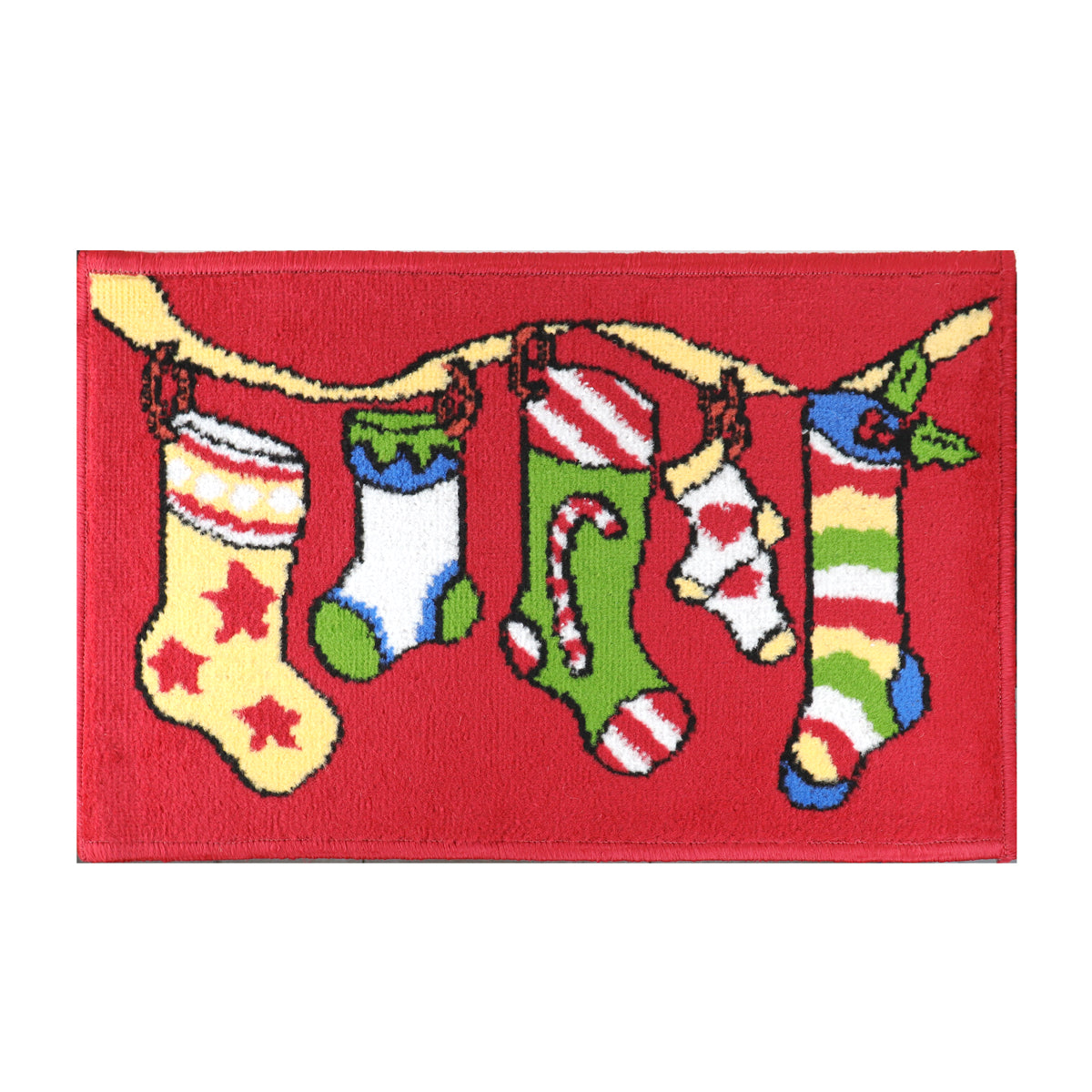 Tapete Navideño, Botas, Color Rojo, 40x60 cm
