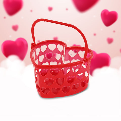 Canasta de Plástico con Forma de Corazón, color Rojo