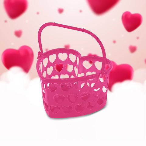 Canasta de Plástico con Forma de Corazón, color Rosa