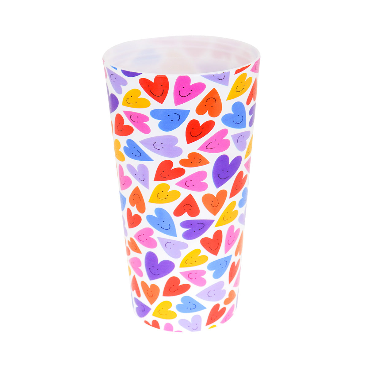 Vaso para Café con Diseño de Corazones y Tapa Lila