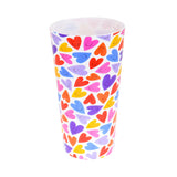 Vaso para Café con Diseño de Corazones y Tapa Lila