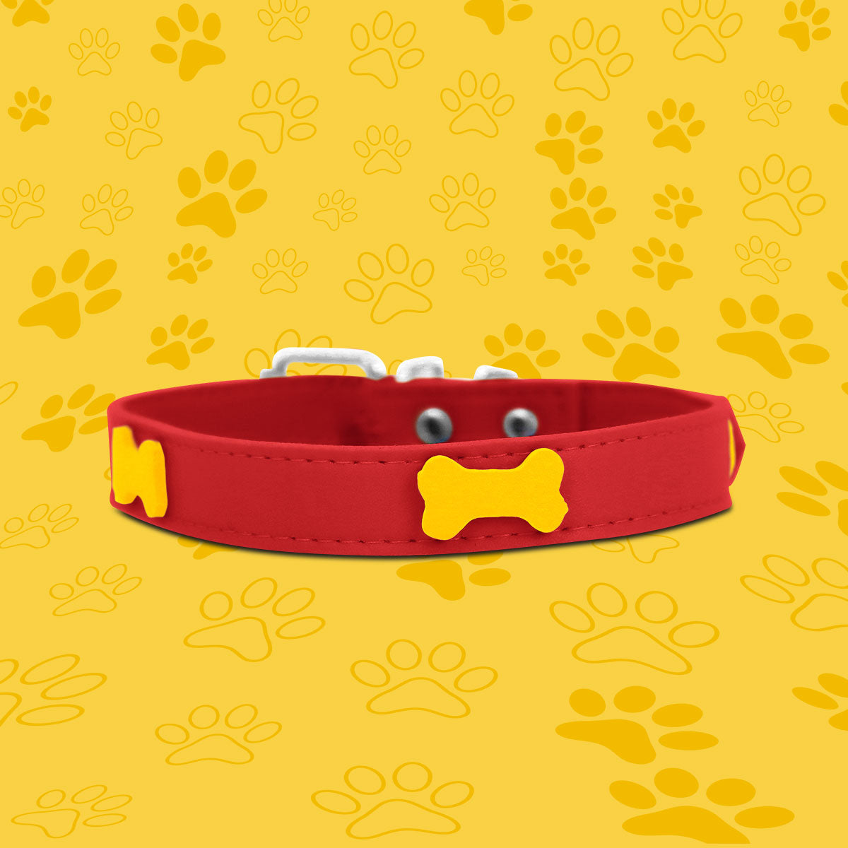 Collar Sintético color Rojo con Amarillo para Mascota