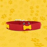 Collar Sintético color Rojo con Amarillo para Mascota