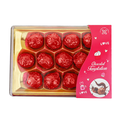 Caja de Trufas de Chocolate, color Rojo