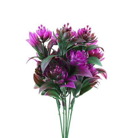 Follaje Artificial con Flores color Fucsia