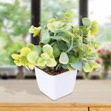 Maceta Decorativa con Eucalipto Artificial, color Verde con Amarillo
