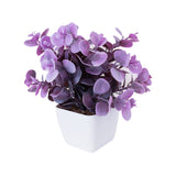 Maceta Decorativa con Eucalipto Artificial, color Lila