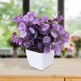 Maceta Decorativa con Eucalipto Artificial, color Lila