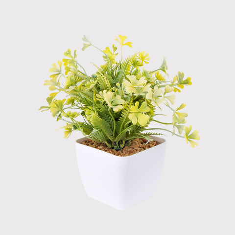 Maceta Decorativa con Planta Artificial, color Amarillo