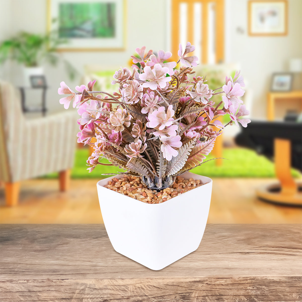 Maceta Decorativa con Planta Artificial, color Lila