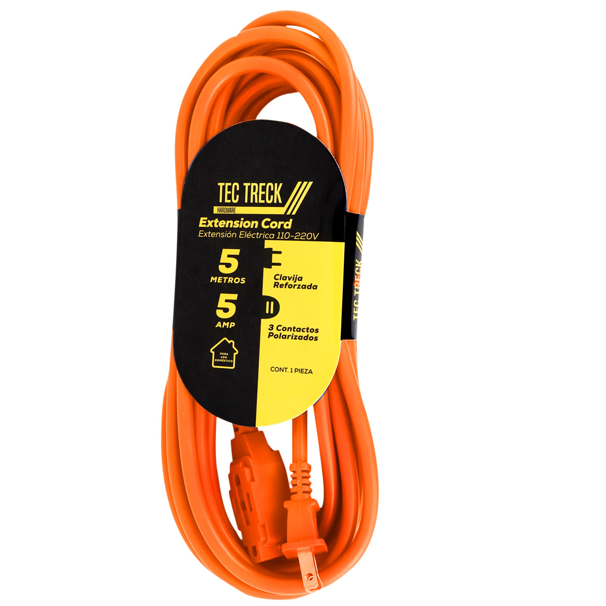 Extensión Eléctrica con 3 Contactos, color Naranja